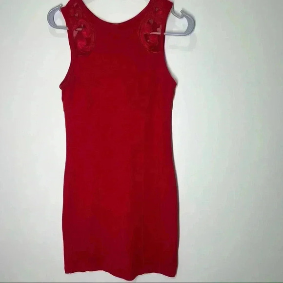 Free People Womens Lace Braided Bodycon Sleeveless Pencil Red Dress size xS - Picture 1 of 9